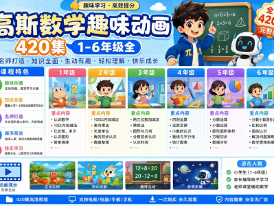高斯数学趣味动画420集全集（1-6年级）- 小学数学启蒙与思维训练视频课程